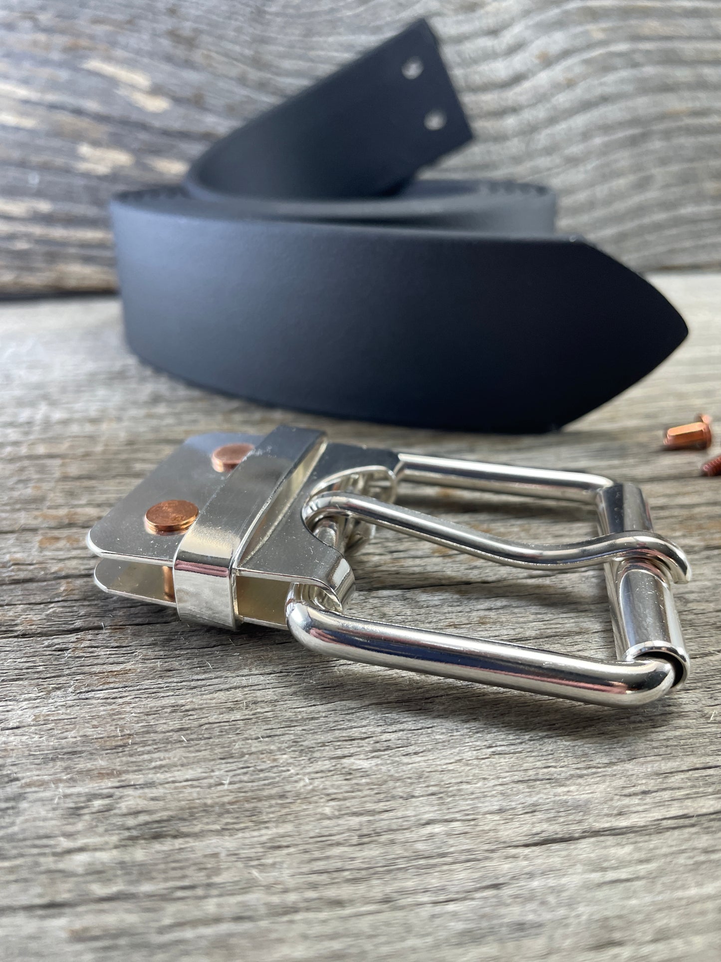 (SB-01)Leather - Sterling Silver Belt-Plate Buckle on Premium Leather Belt