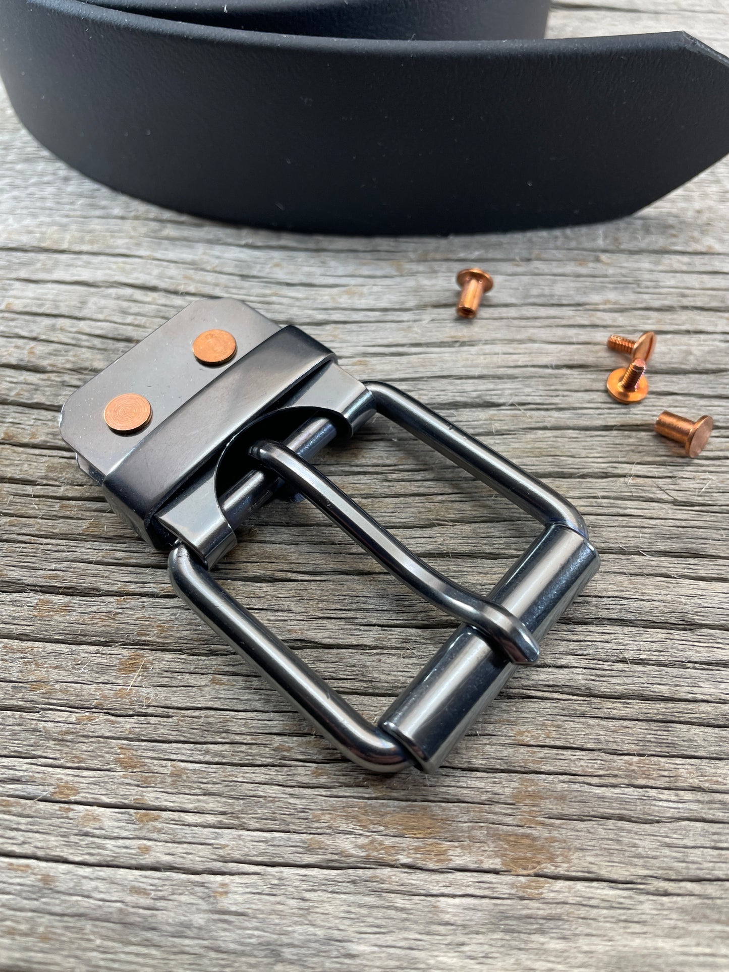 (CB-02)1 - Gunmetal Copper Belt-Plate Buckle