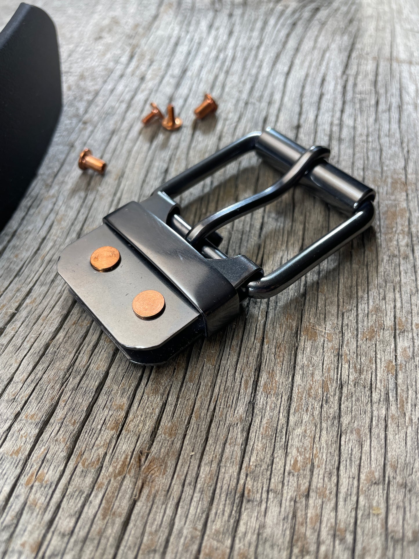 (CB-02)1 - Gunmetal Copper Belt-Plate Buckle