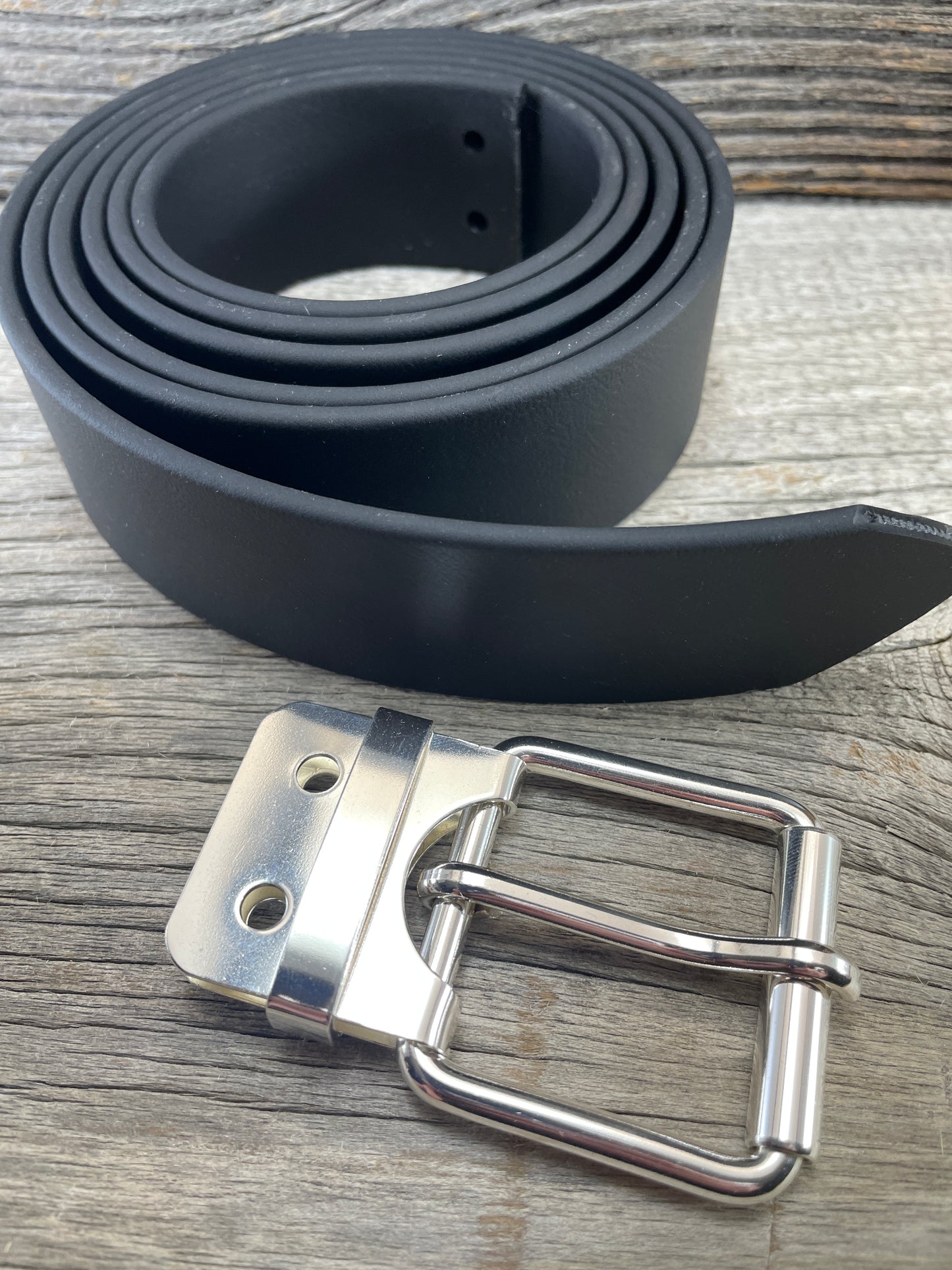 FLEX(SB-01)72 - Sterling Silver Belt-Plate Buckle on WeatherFlex Waterproof Belt Strap 72"