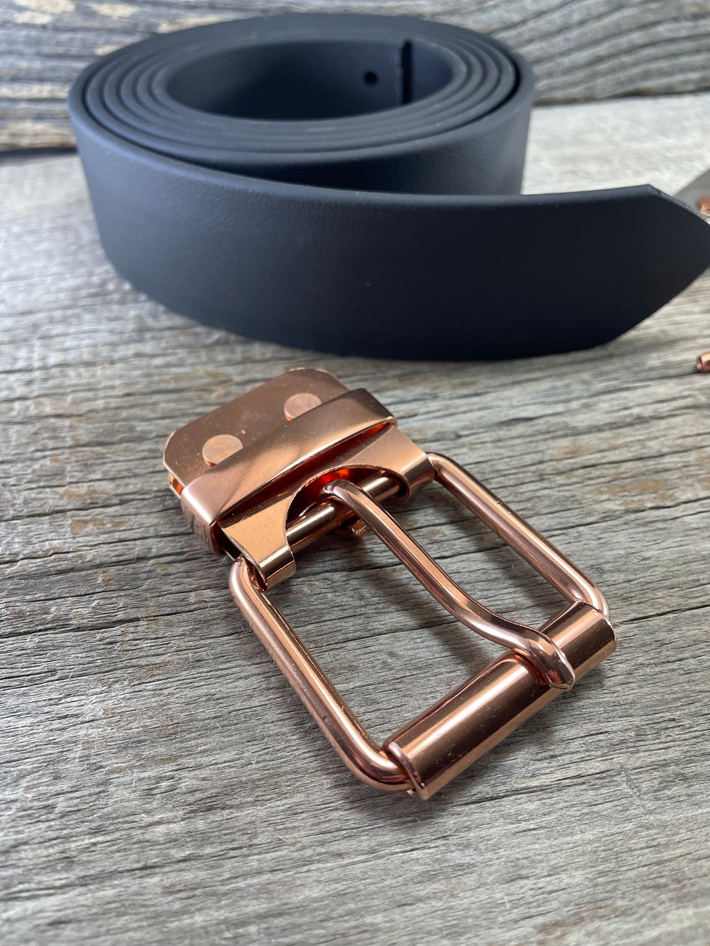 FLEX(CB-01)72 -  Solid Copper Belt-Plate Buckle on WeatherFlex Waterproof Belt Strap 72"