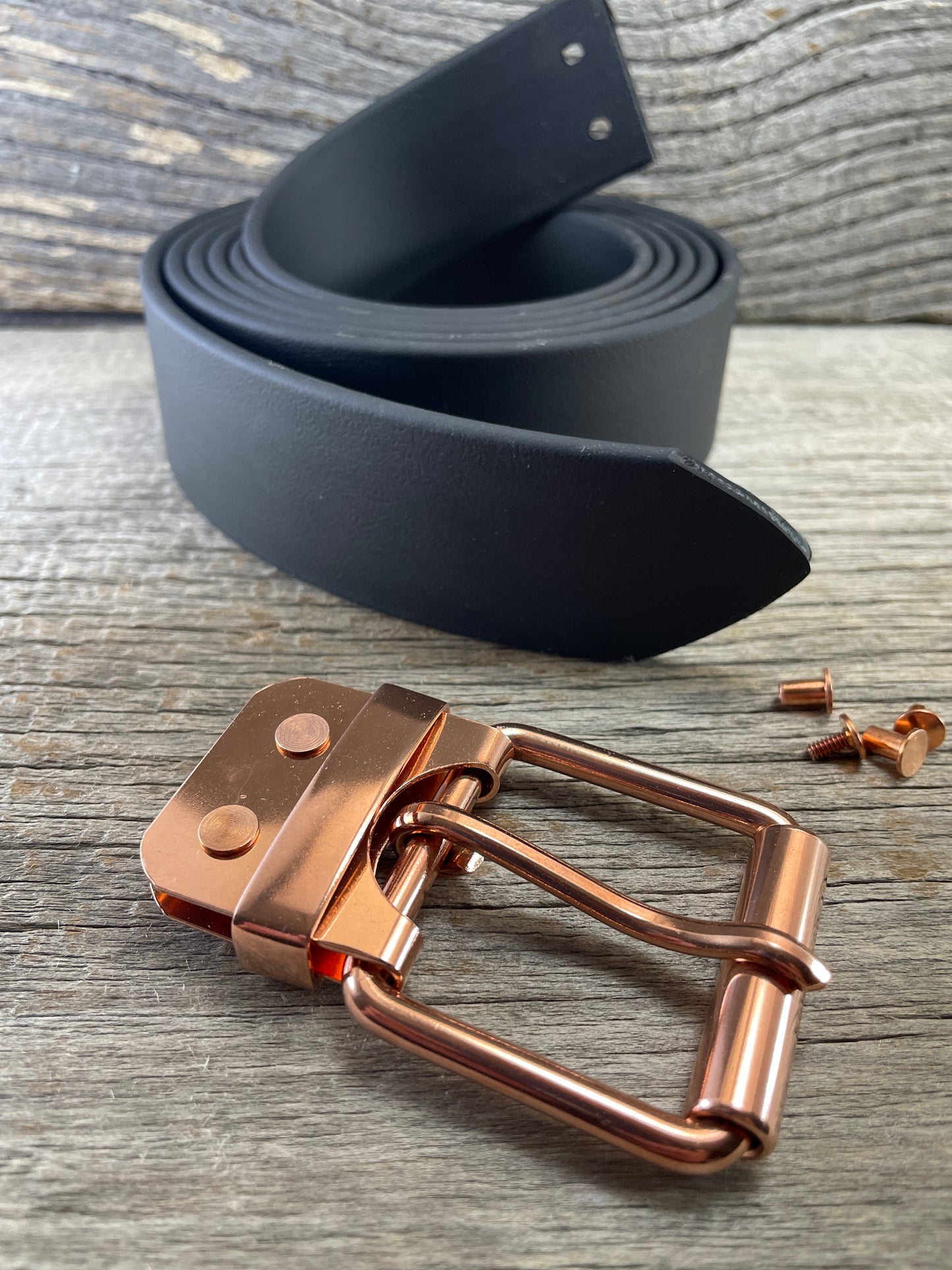 FLEX(CB-01)72 -  Solid Copper Belt-Plate Buckle on WeatherFlex Waterproof Belt Strap 72"