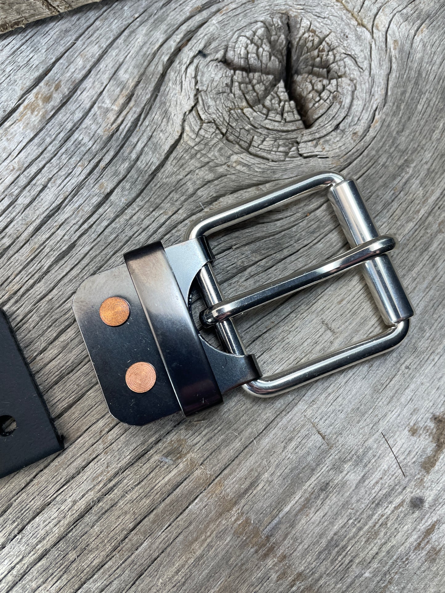 FLEX(SB-04)72 - Sterling Silver and Copper Belt-Plate Buckle and Belt